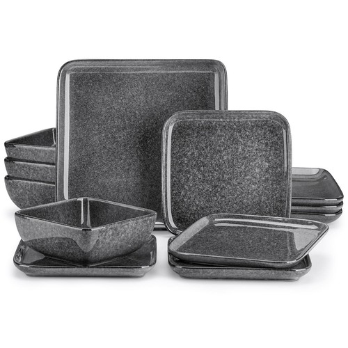 Set piatti quadrati gres